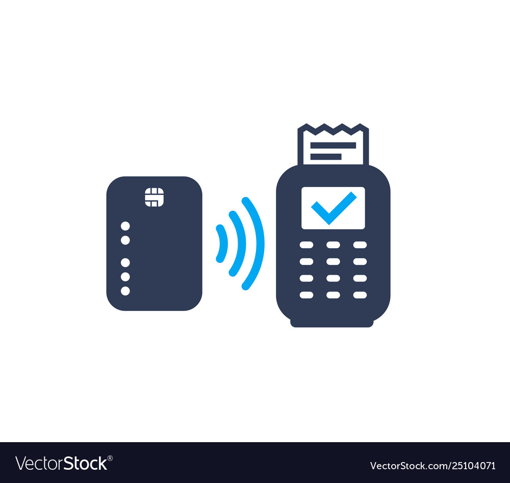 Contactless payment card and pos terminal icon Vector Image