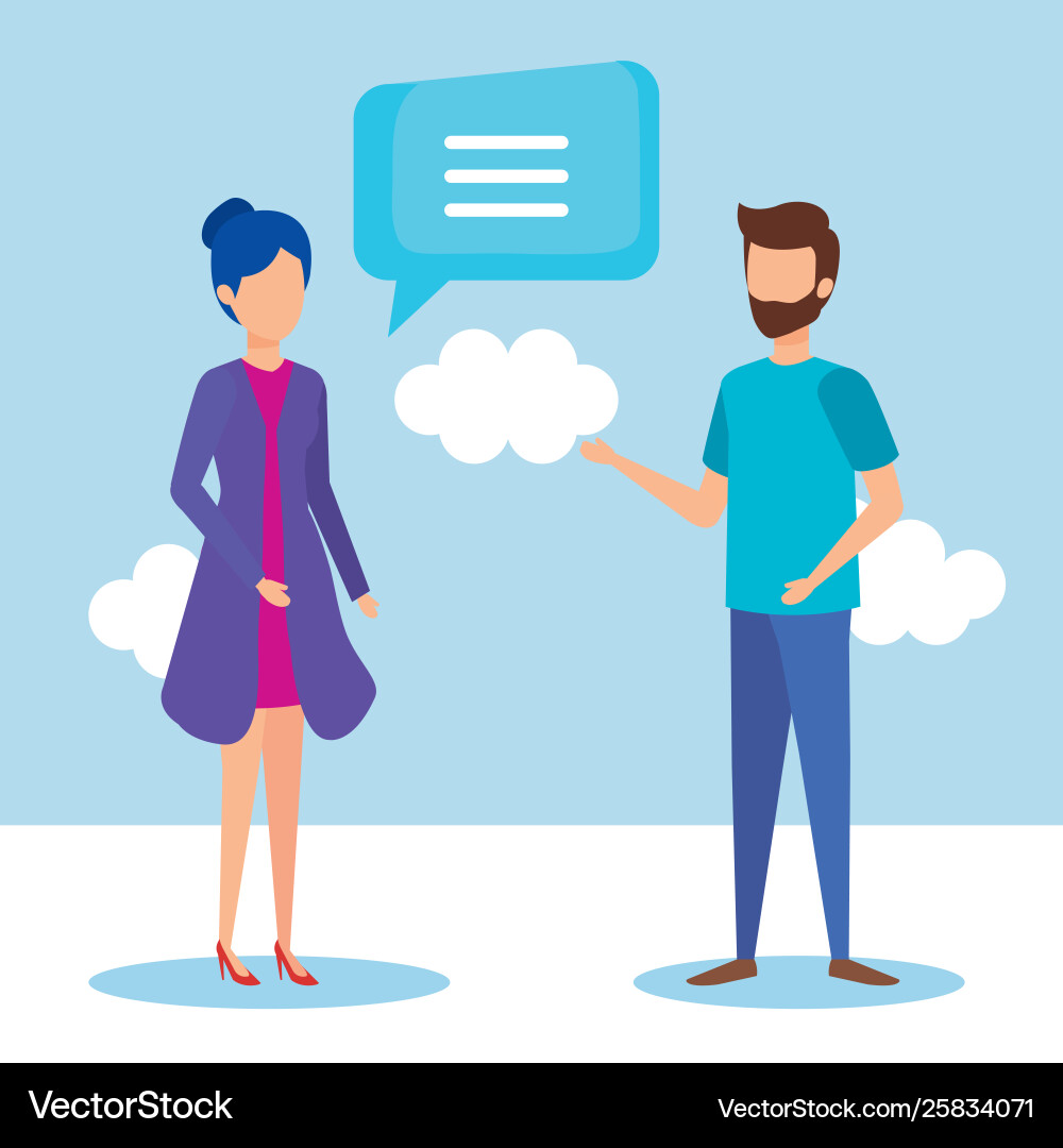 Couple with speech bubbles Royalty Free Vector Image