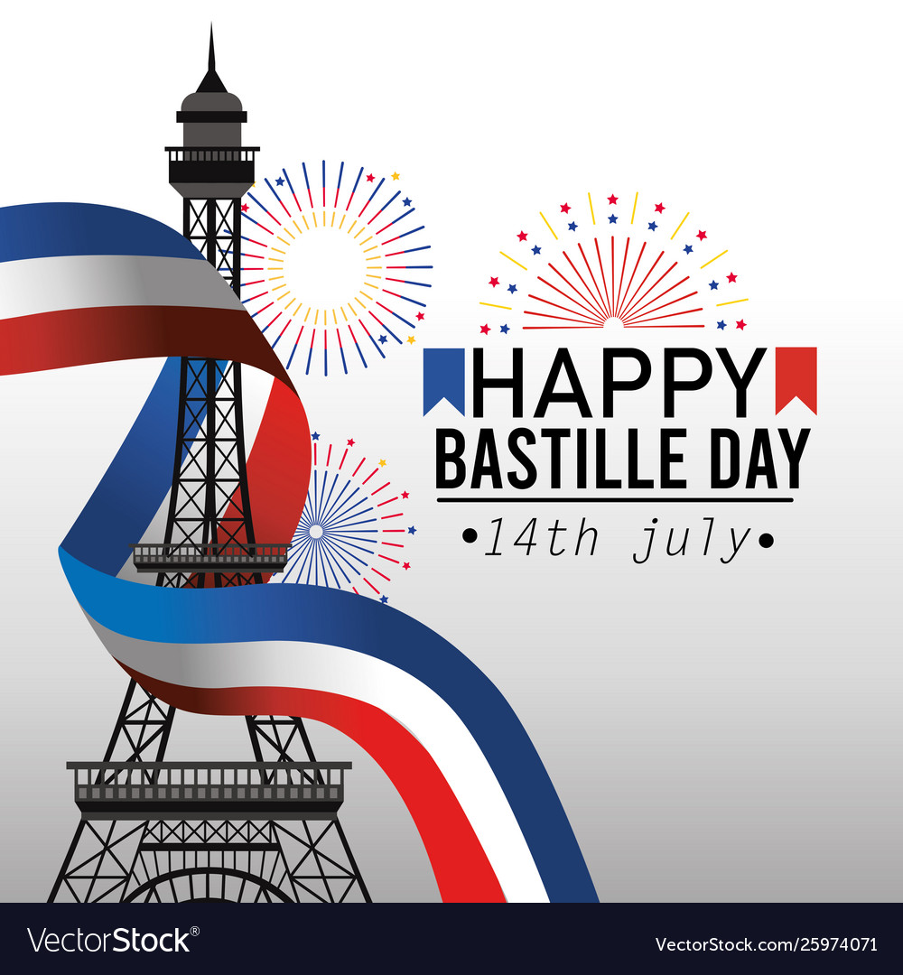 Eiffel tower with france flag ribbon Royalty Free Vector