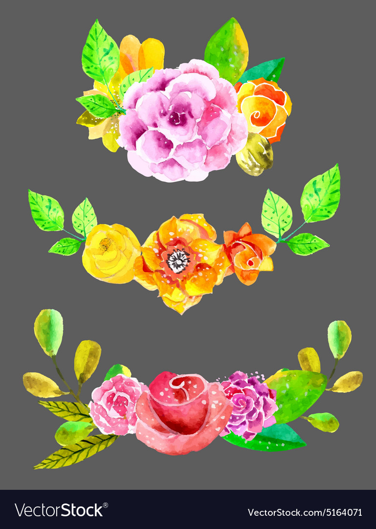 Watercolor flowers set