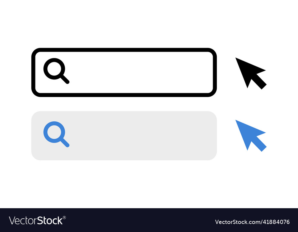 A set of icons for the search bar and mouse cursor