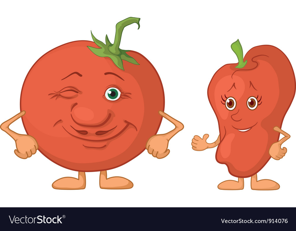 Character tomato and pepper