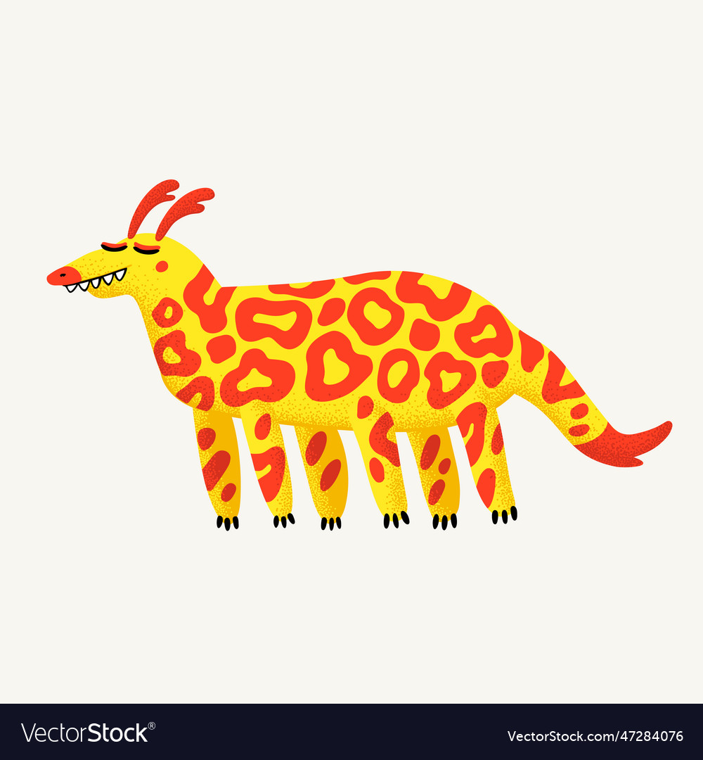 Cute Cartoon Monster Yellow Spotted Beast Vector Image