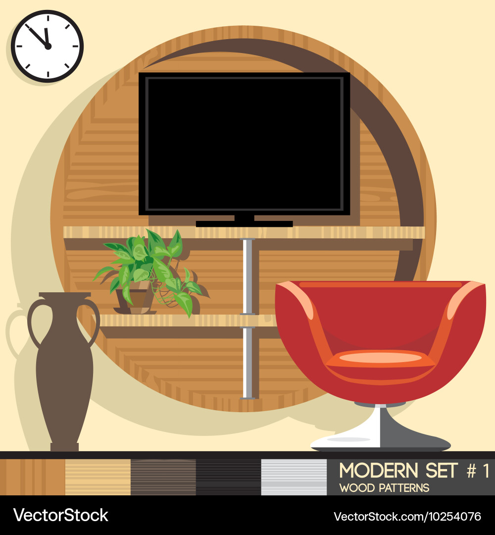 Modern style interior set flat digital image Vector Image