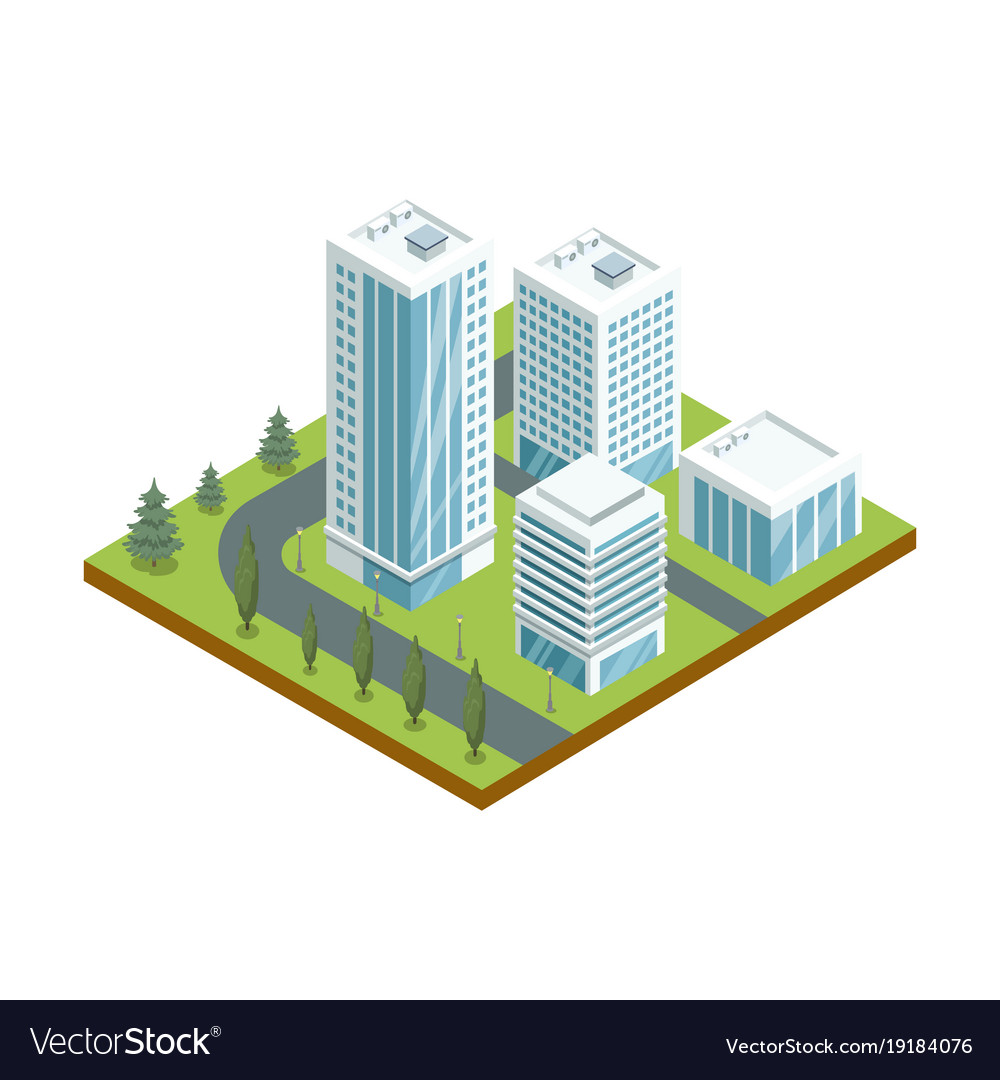 Multi-storey buildings with glass facades icon Vector Image