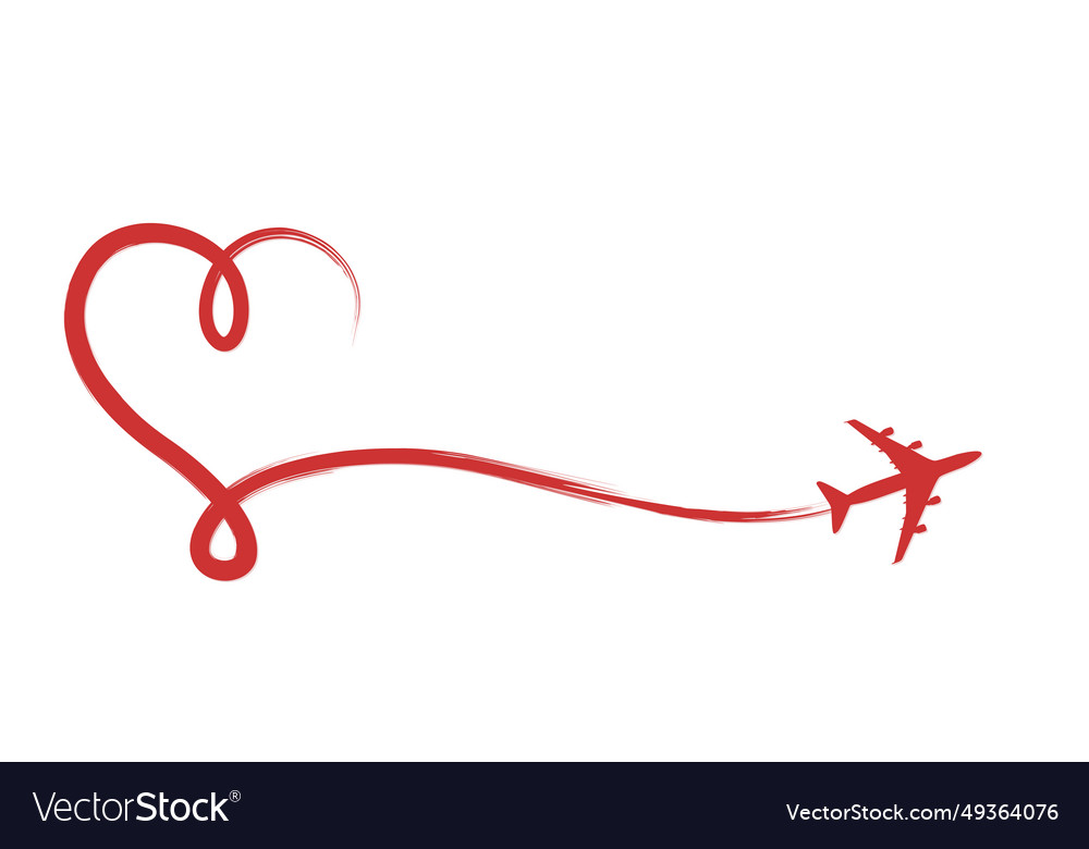 Passenger airliner symbol with heart Royalty Free Vector