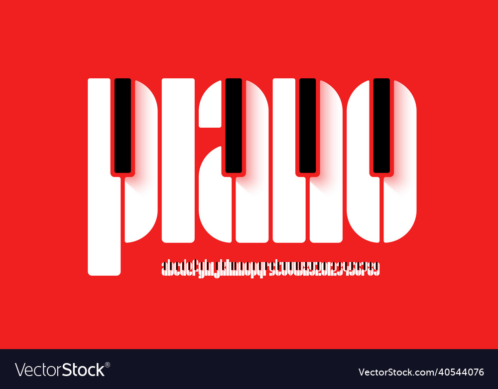 Piano style font design music alphabet letters Vector Image