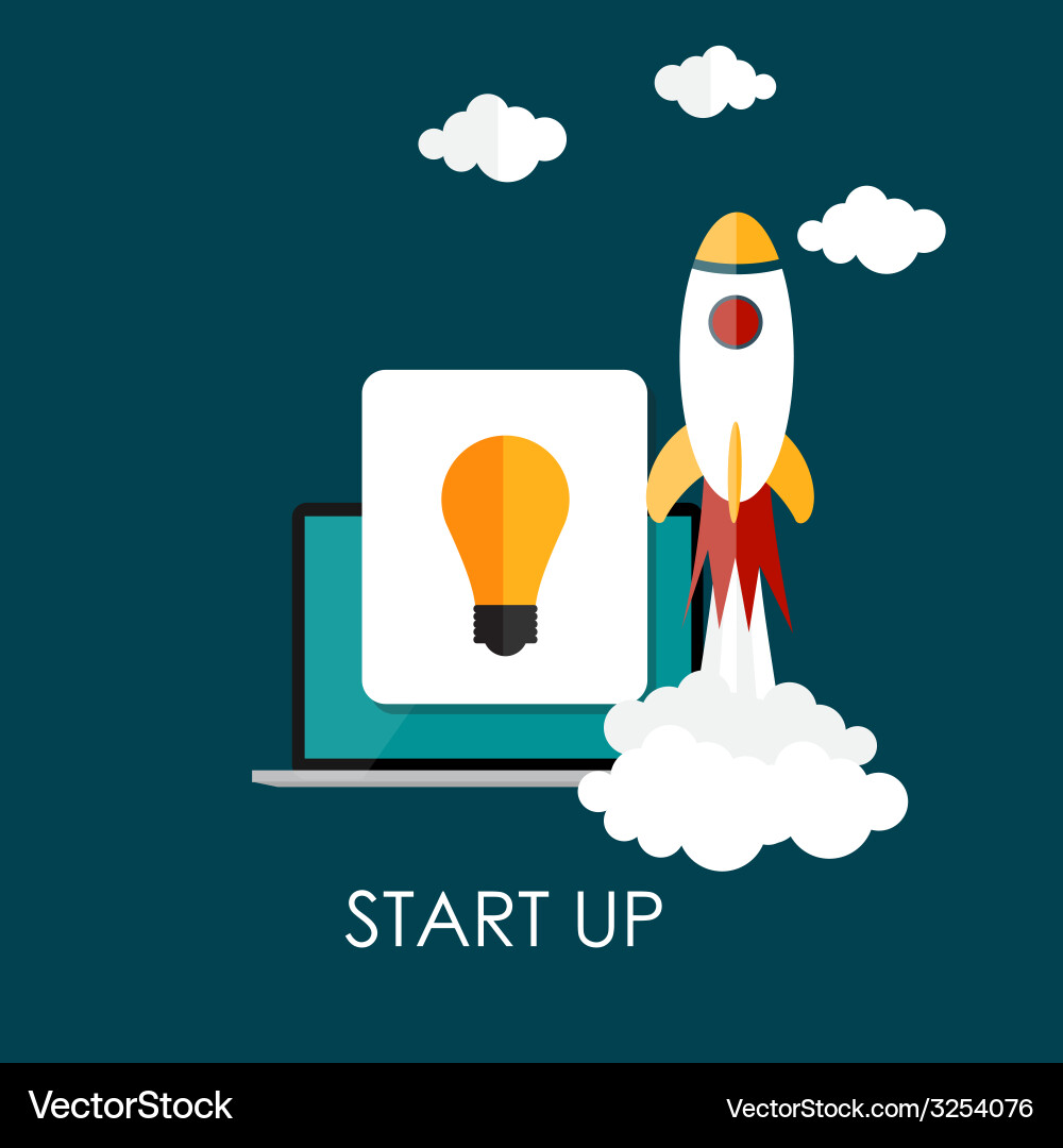Quick start up flat concept Royalty Free Vector Image