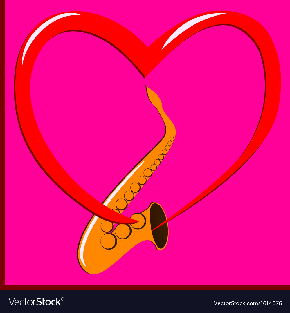 Red heart and saxophone