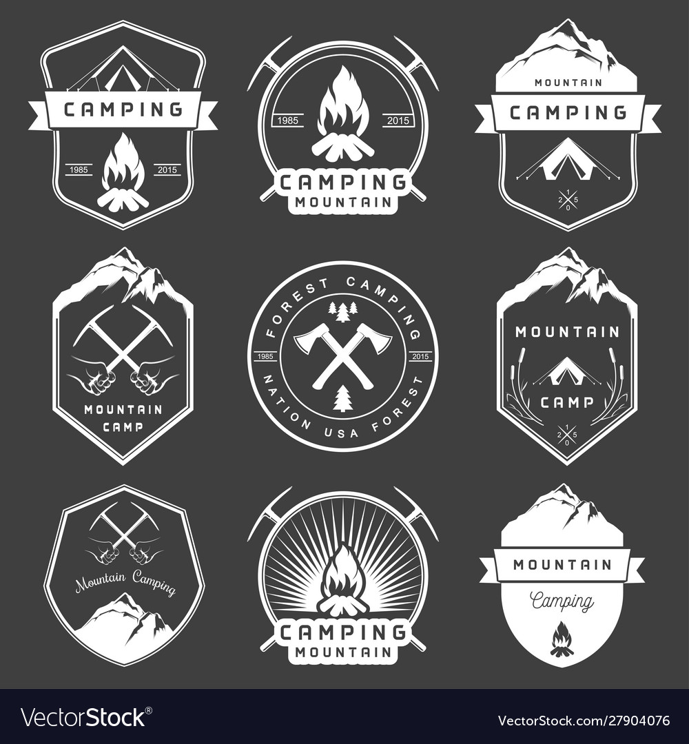 Set badges camping and hiking