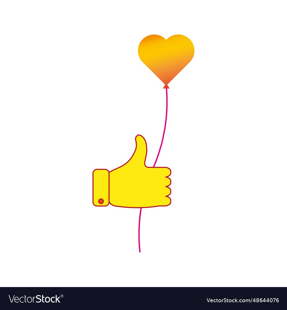 Thumb up with heart balloon