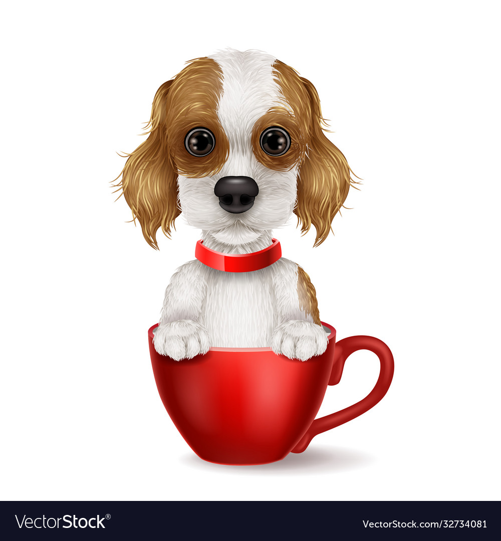 Cartoon dog sitting in cup