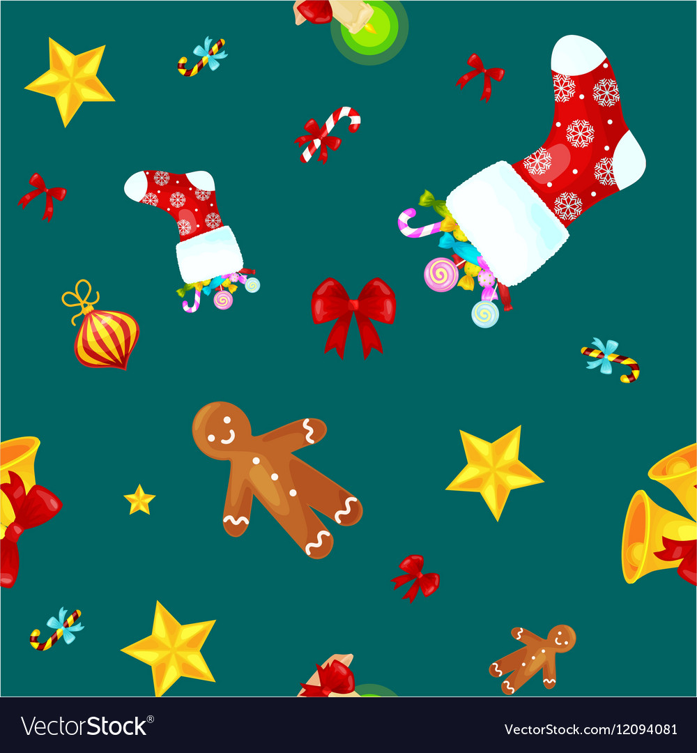 Christmas seamless pattern gingerbread man Vector Image