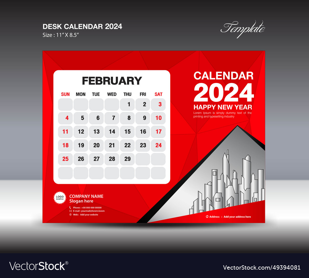 February 2024 template- desk calendar year