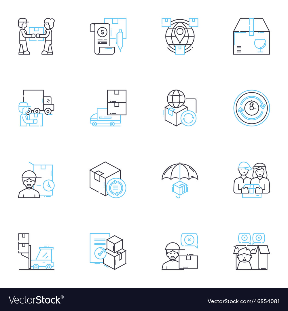 Waren Lieferung lineare Icons setzen Versand