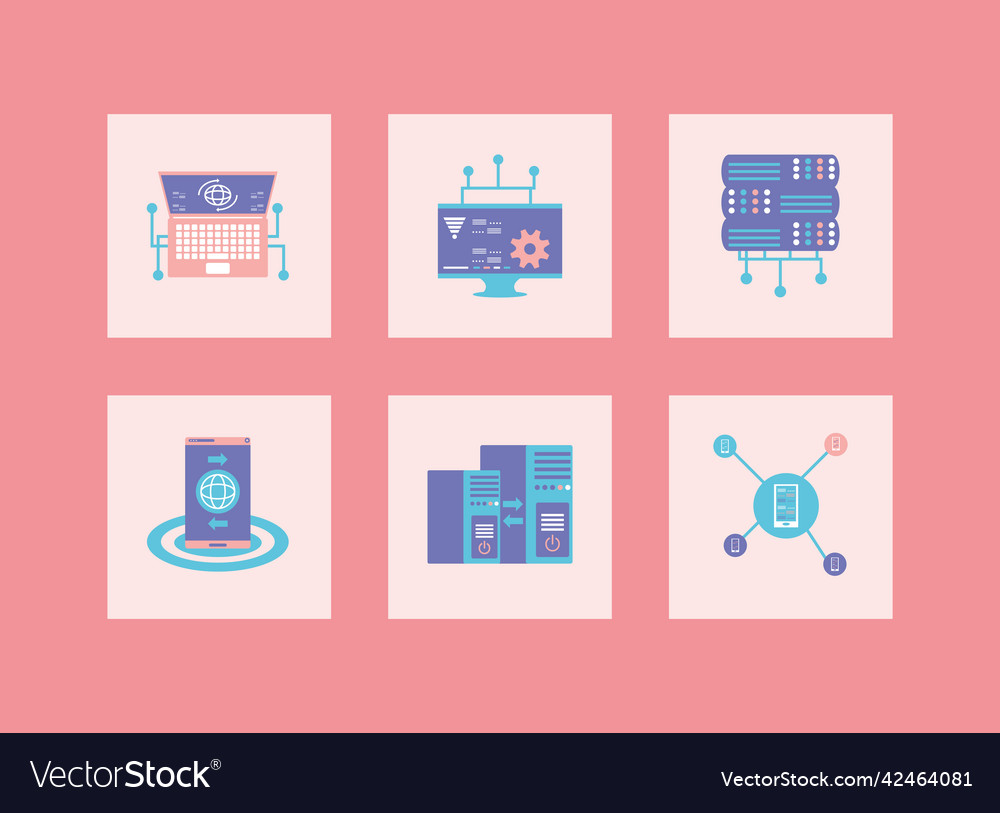 Icons Network Data Royalty Free Vector Image - Vectorstock