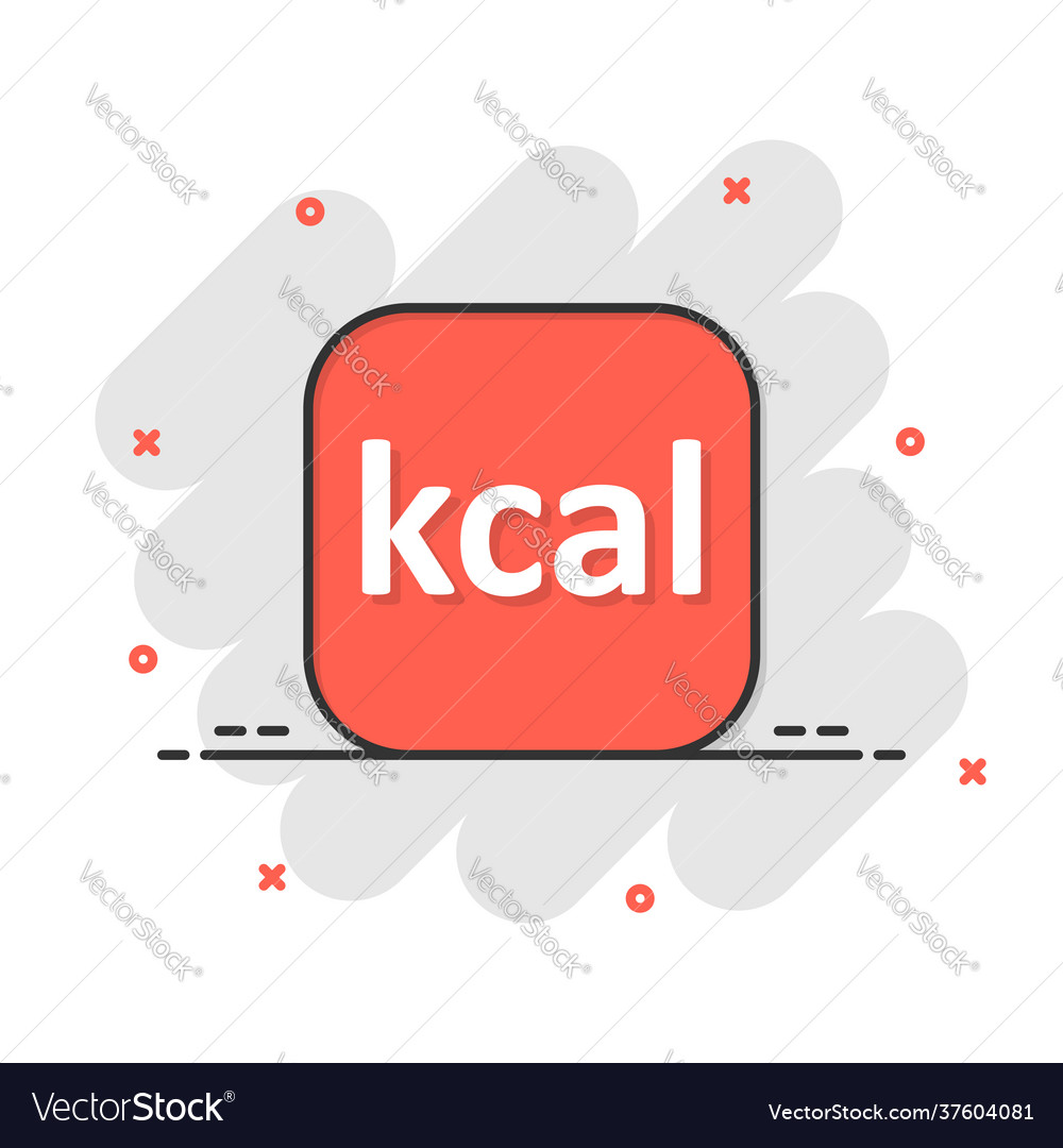 Kcal icon in comic style diet cartoon on white