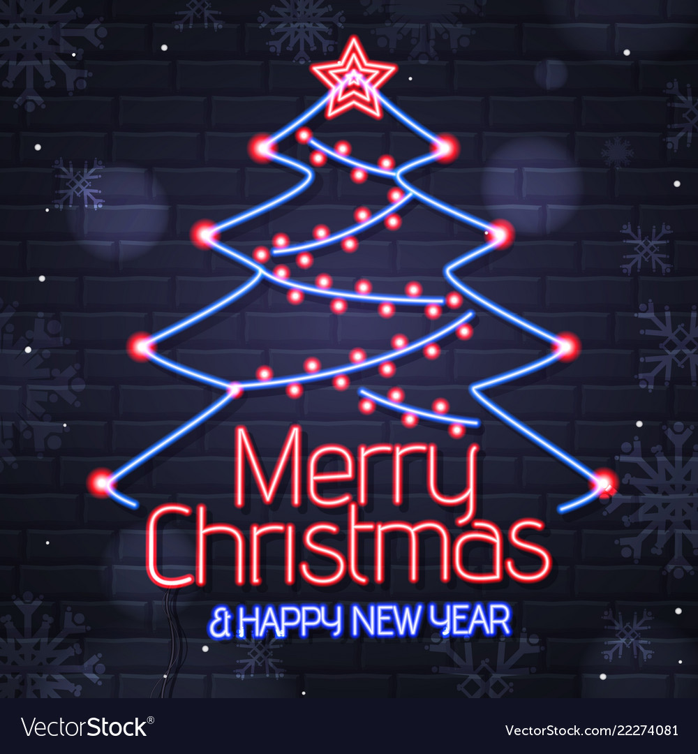 Neon sign merry christmas and happy new year