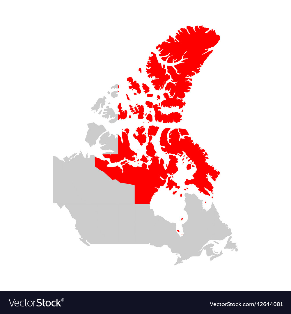 Nunavut territory highlighted on the map of canada