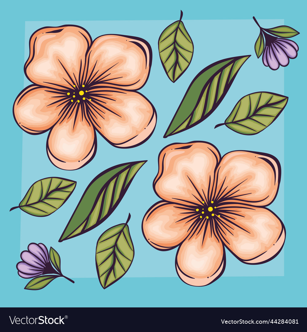 Orange and purple flowers garden pattern