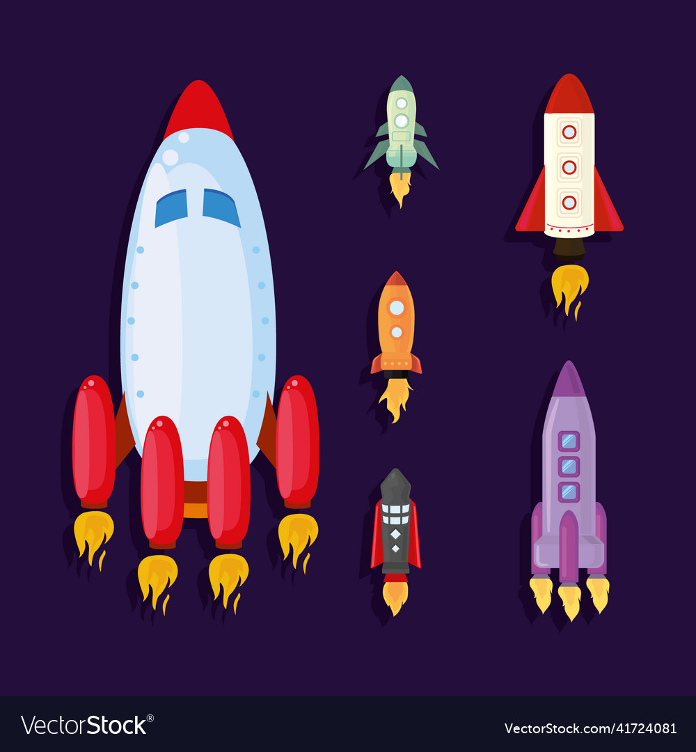 Six fired rockets Royalty Free Vector Image - VectorStock