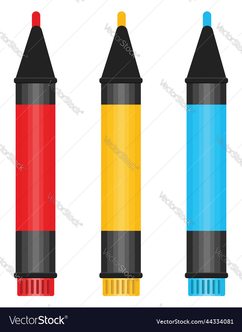 Three marker highlighters on a white background Vector Image