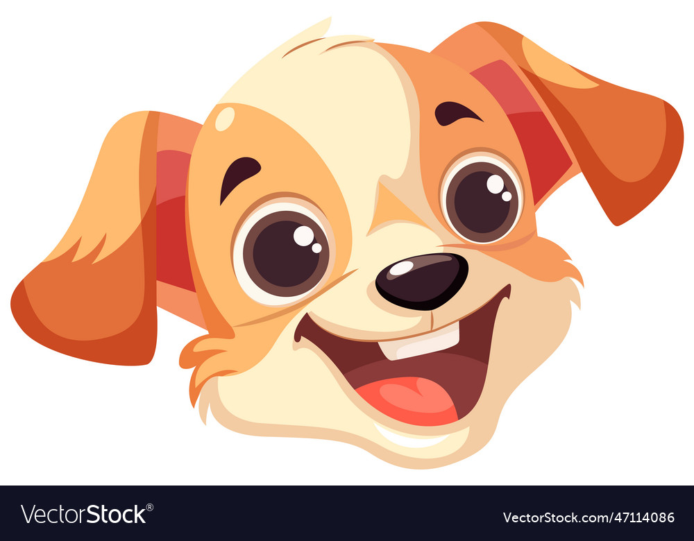 Cheerful cute dog face on white background Vector Image