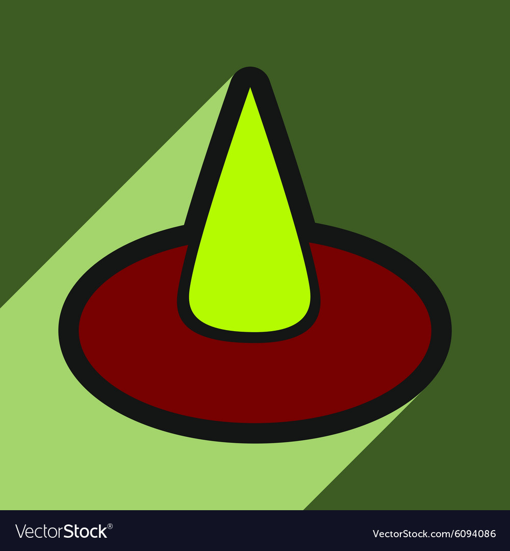 Flat with shadow icon witch hat on a colored