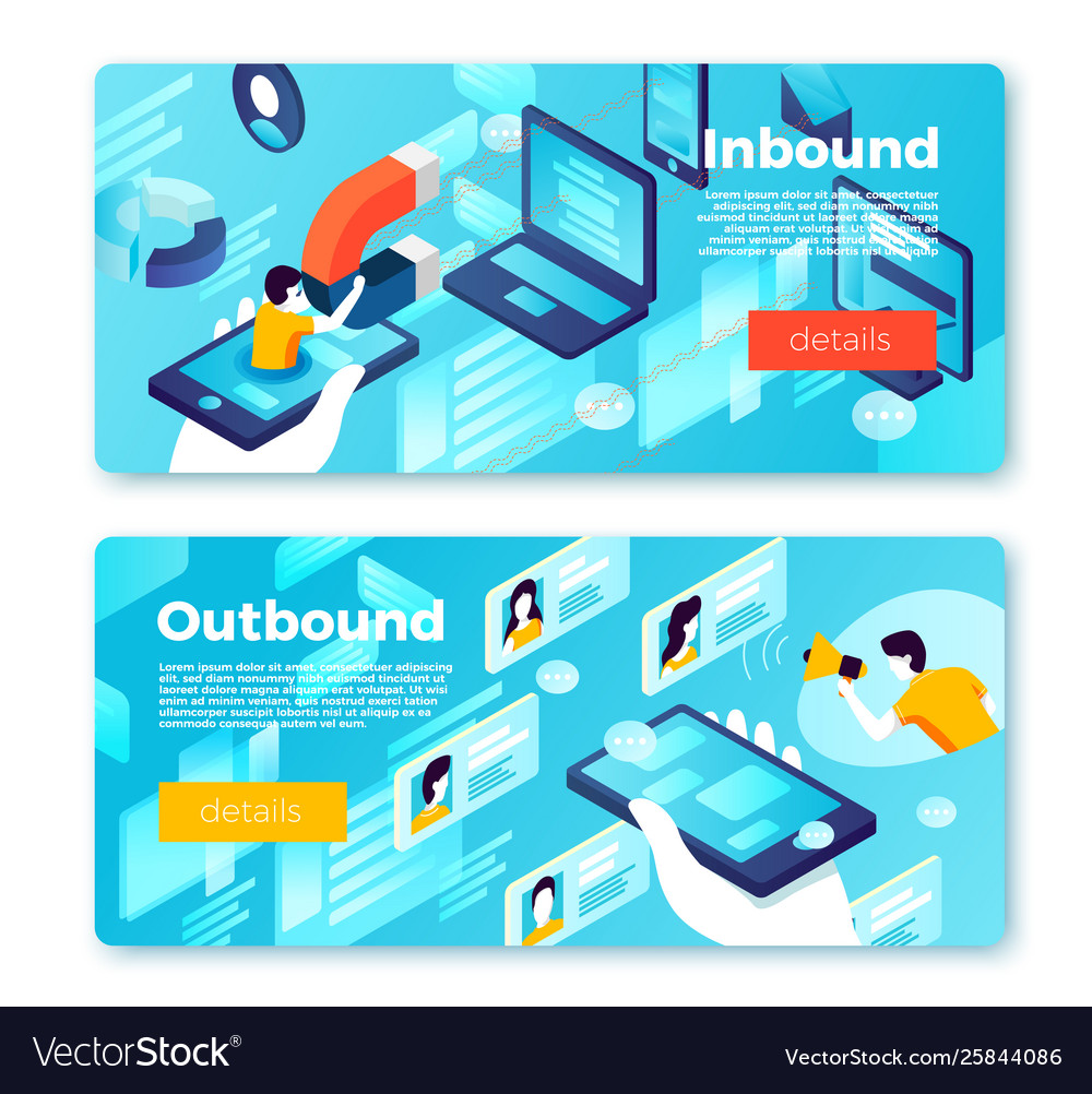 Internet inbound outbound marketing banners Vector Image