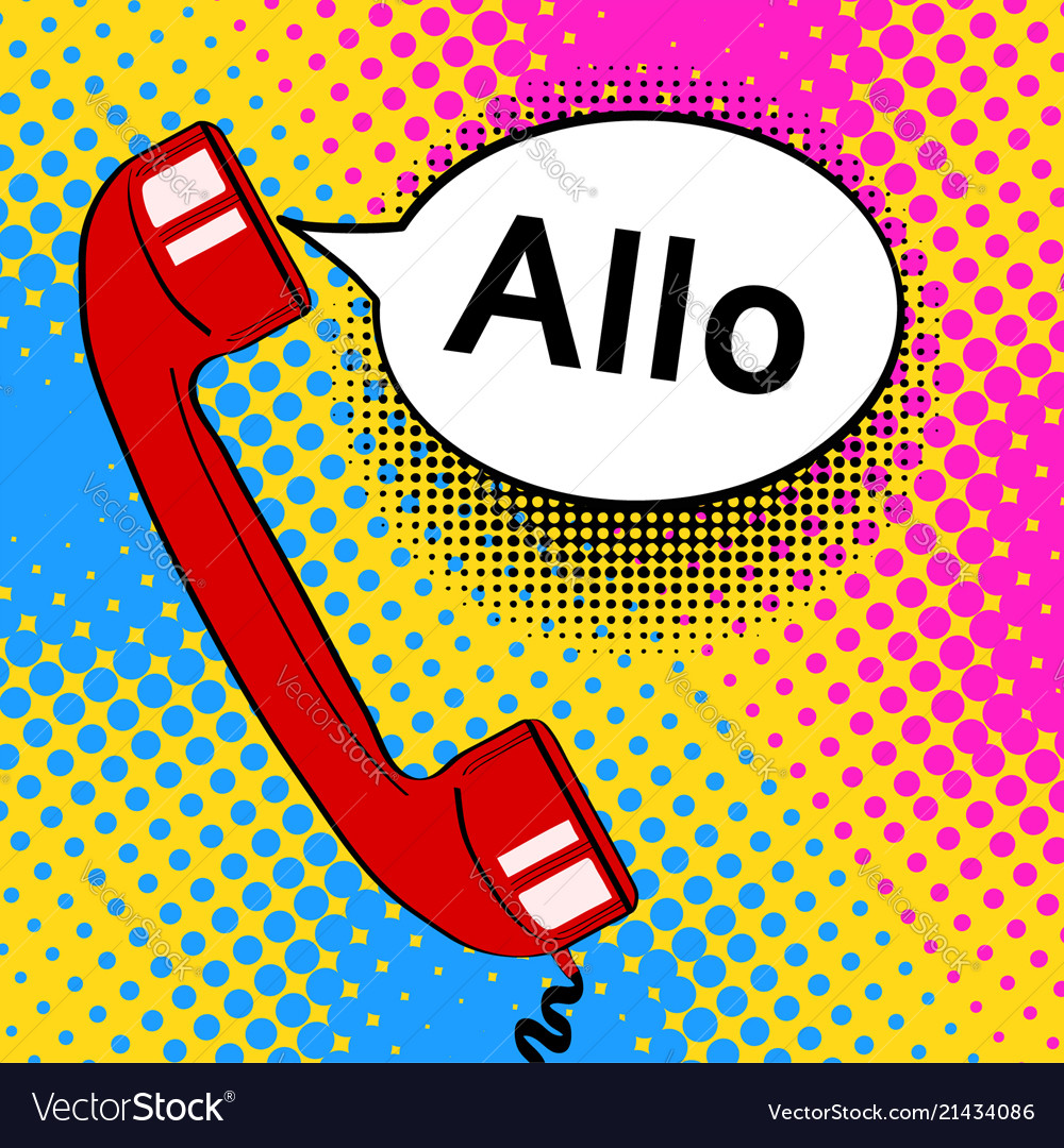 Pop art background red old phone handset