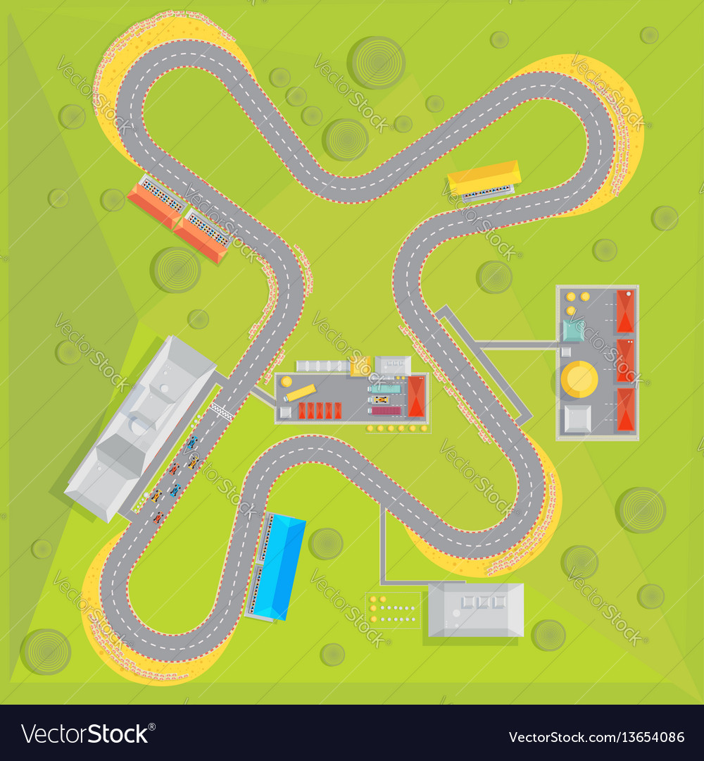 Racing course flat composition Royalty Free Vector Image