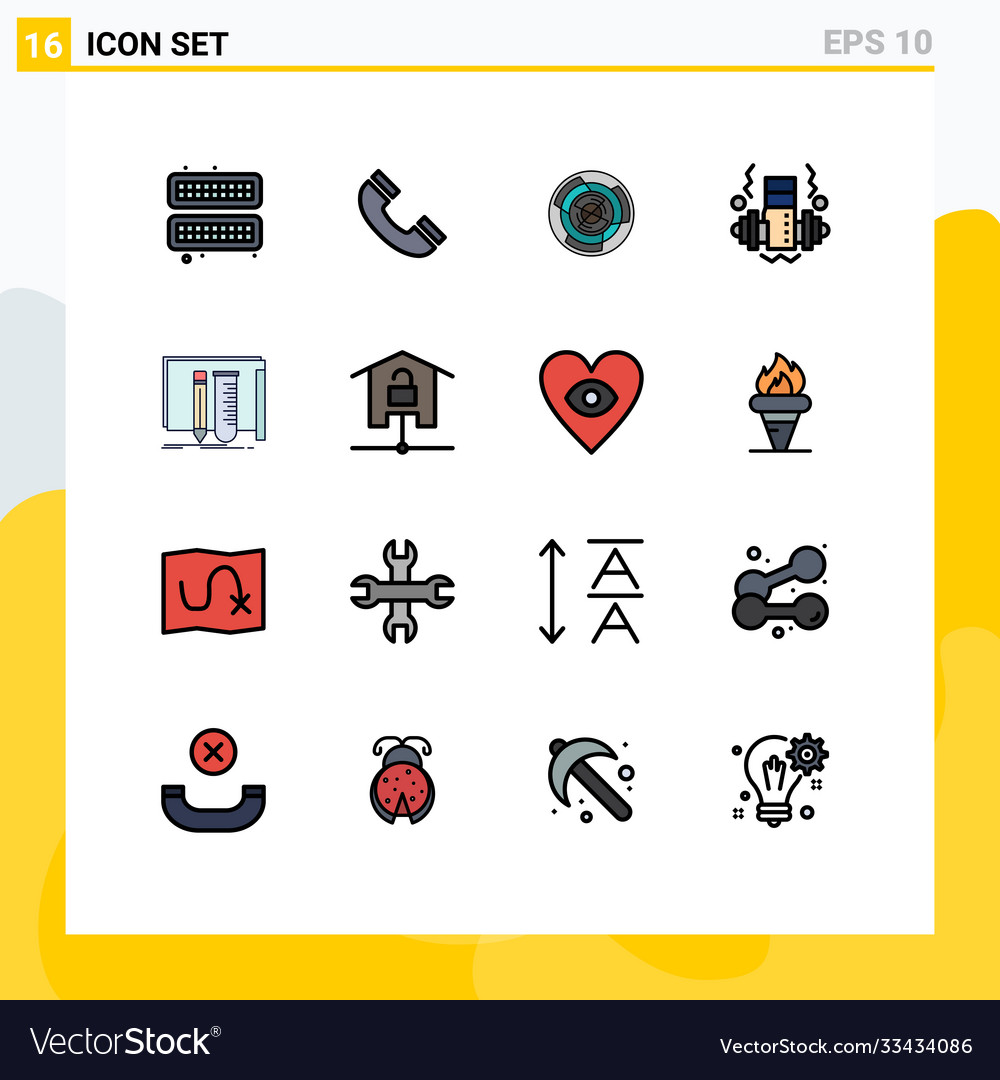 Set 16 modern ui icons symbols signs Royalty Free Vector