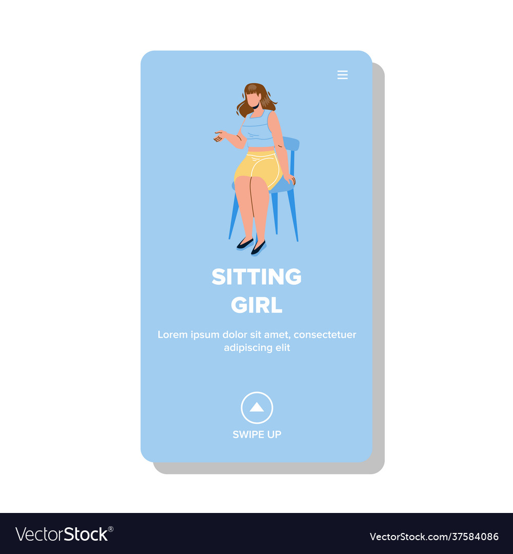 Sitting girl on chair furniture and talking Vector Image