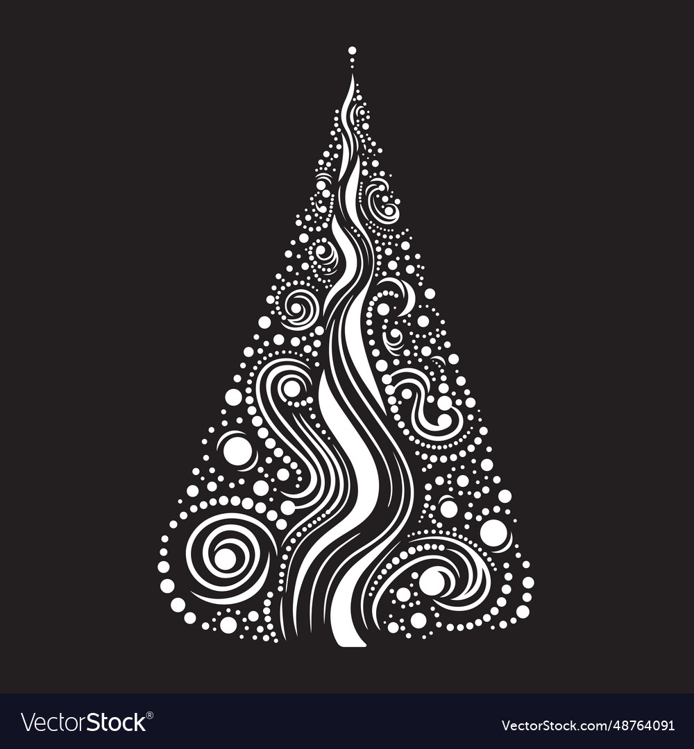 Abstract christmas tree black and white shape Vector Image