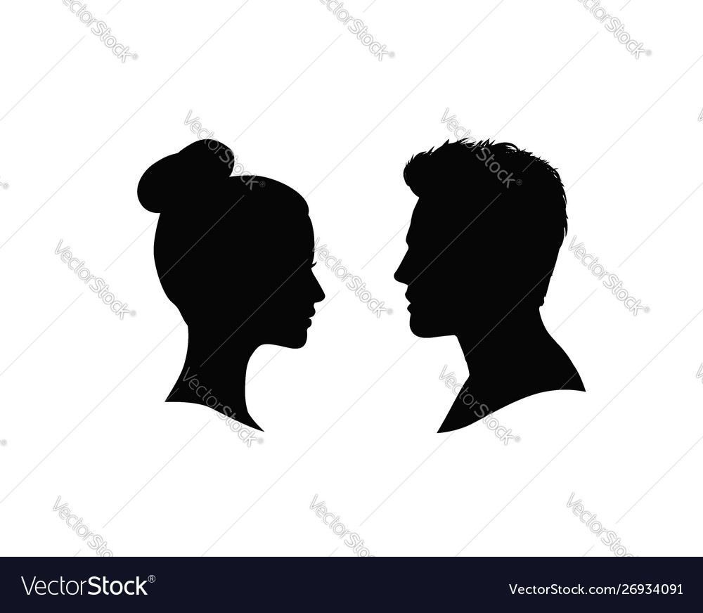 Couple faces silhouette man and woman profile vector image Couple faces silhouette man and woman profile