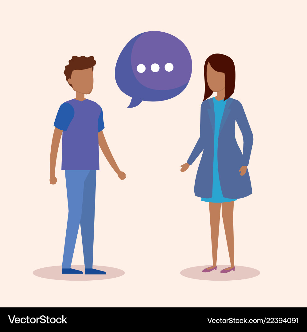 Couple with speech bubbles Royalty Free Vector Image