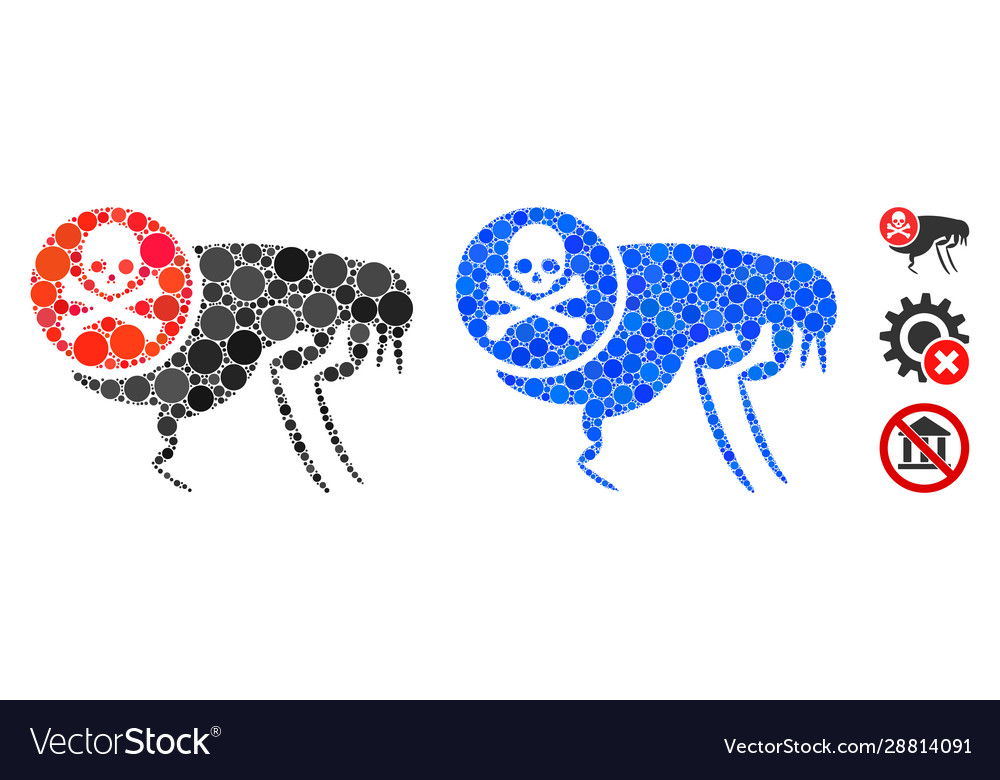 Flea pesticide mosaic icon circle dots