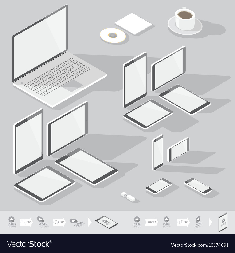 Isometric branding gray computer Royalty Free Vector Image