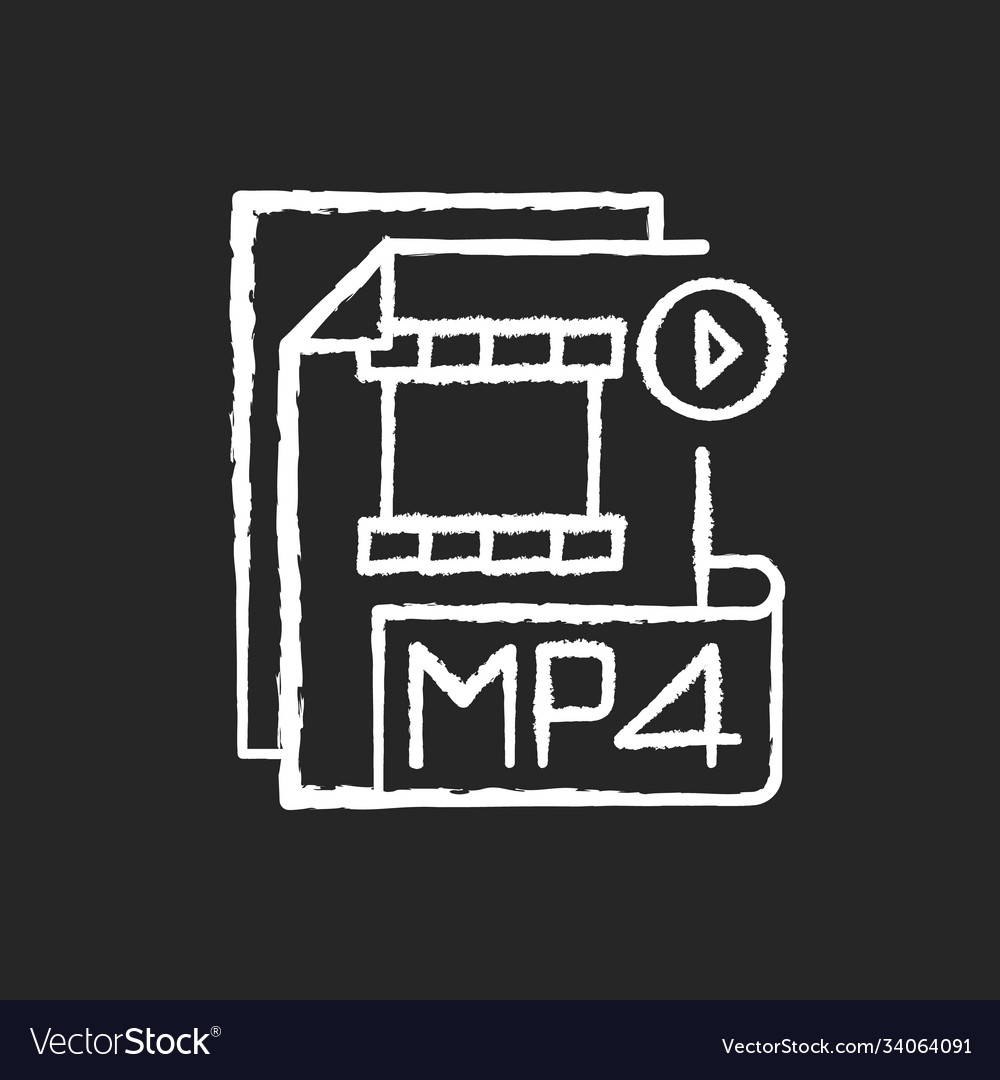 Mp4 file chalk white icon on black background Vector Image