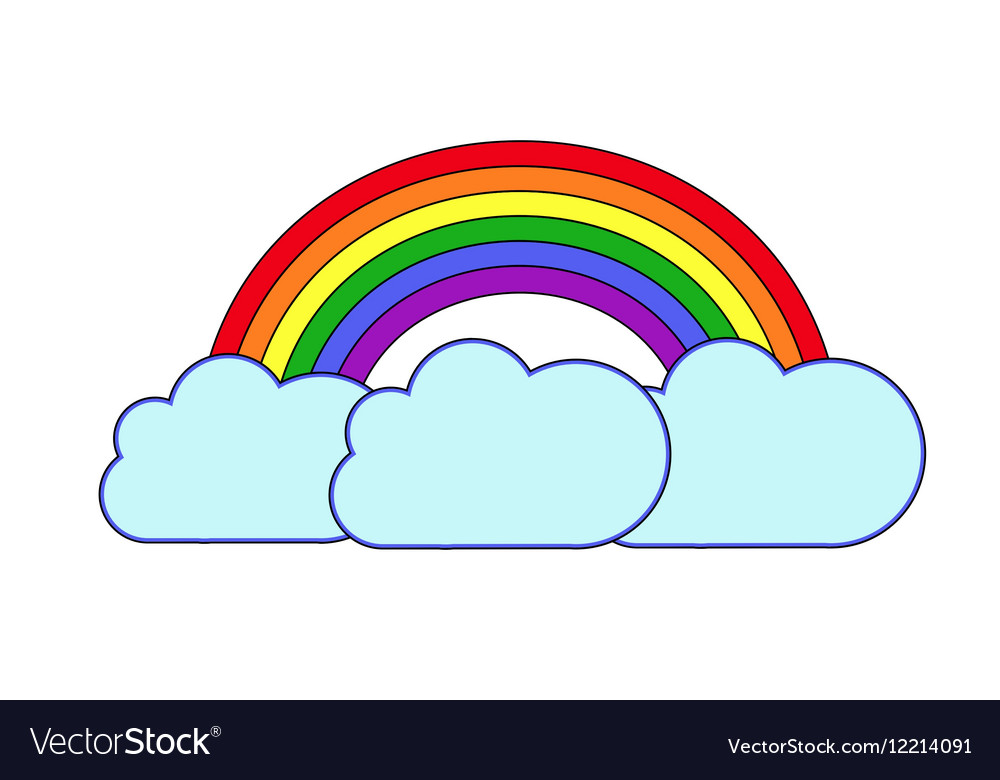 Rainbow and clouds on white background Royalty Free Vector