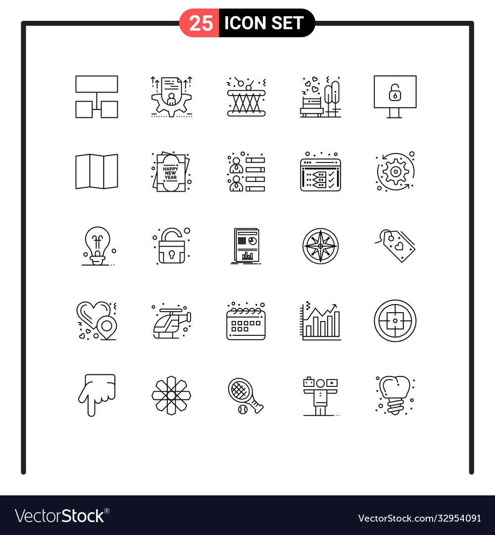 Stock icon pack 25 line signs and symbols