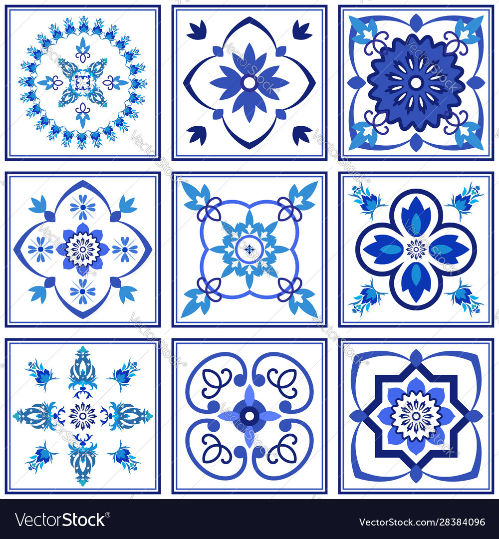 Azulejos portuguese traditional ornamental tiles Vector Image