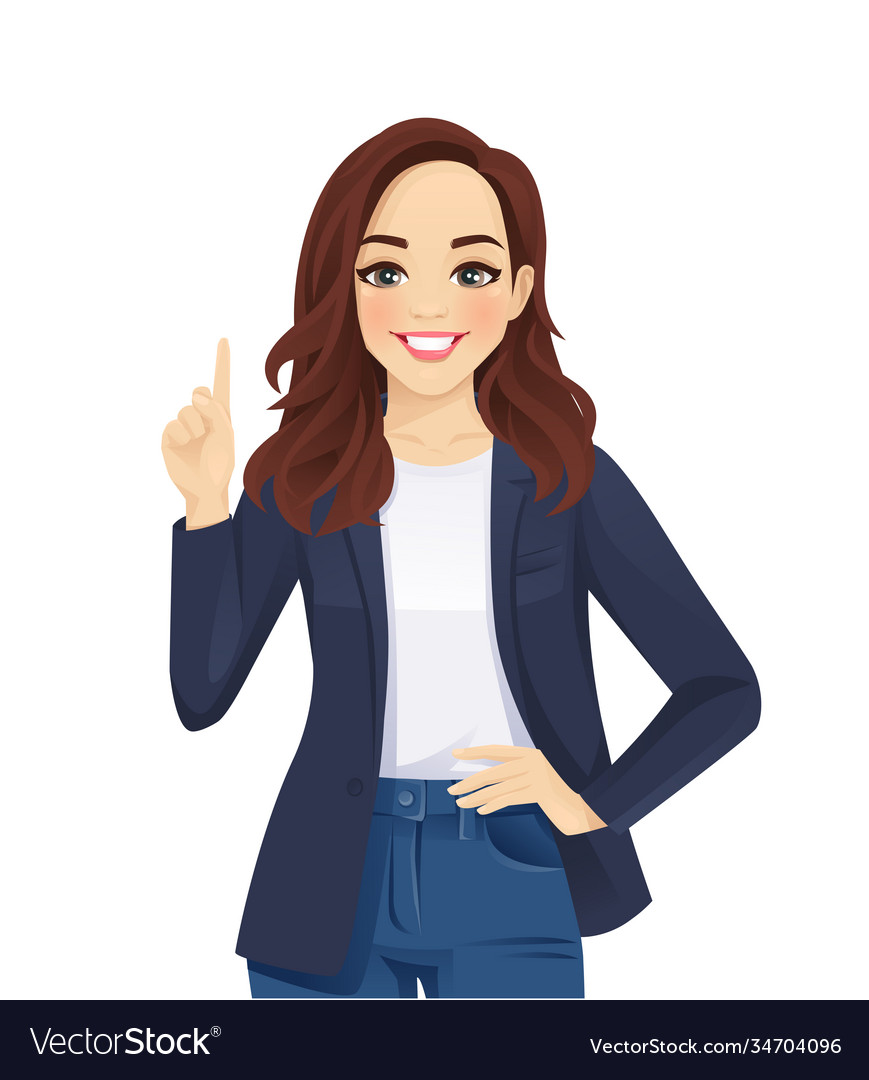 Casual Business Woman Pointing Up Royalty Free Vector Image