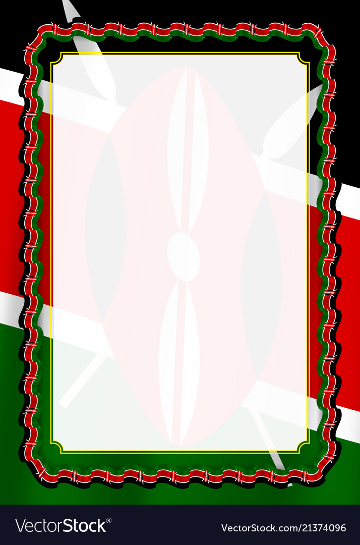 Frame and border of ribbon with kenya flag Vector Image