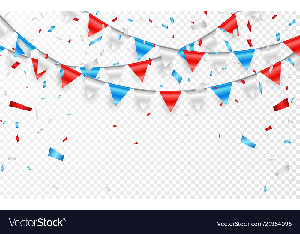 Garlands red white blue flags blue white and Vector Image