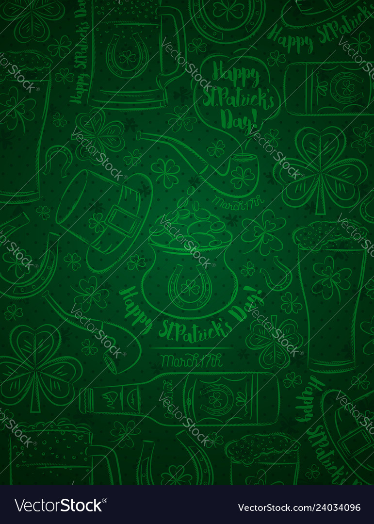 Green patricks day background with beer mug