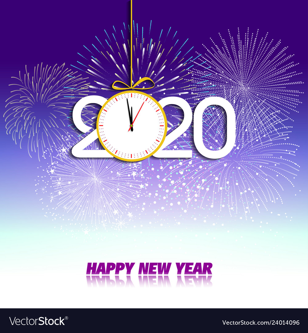 Happy new year 2020 background with fireworks Vector Image