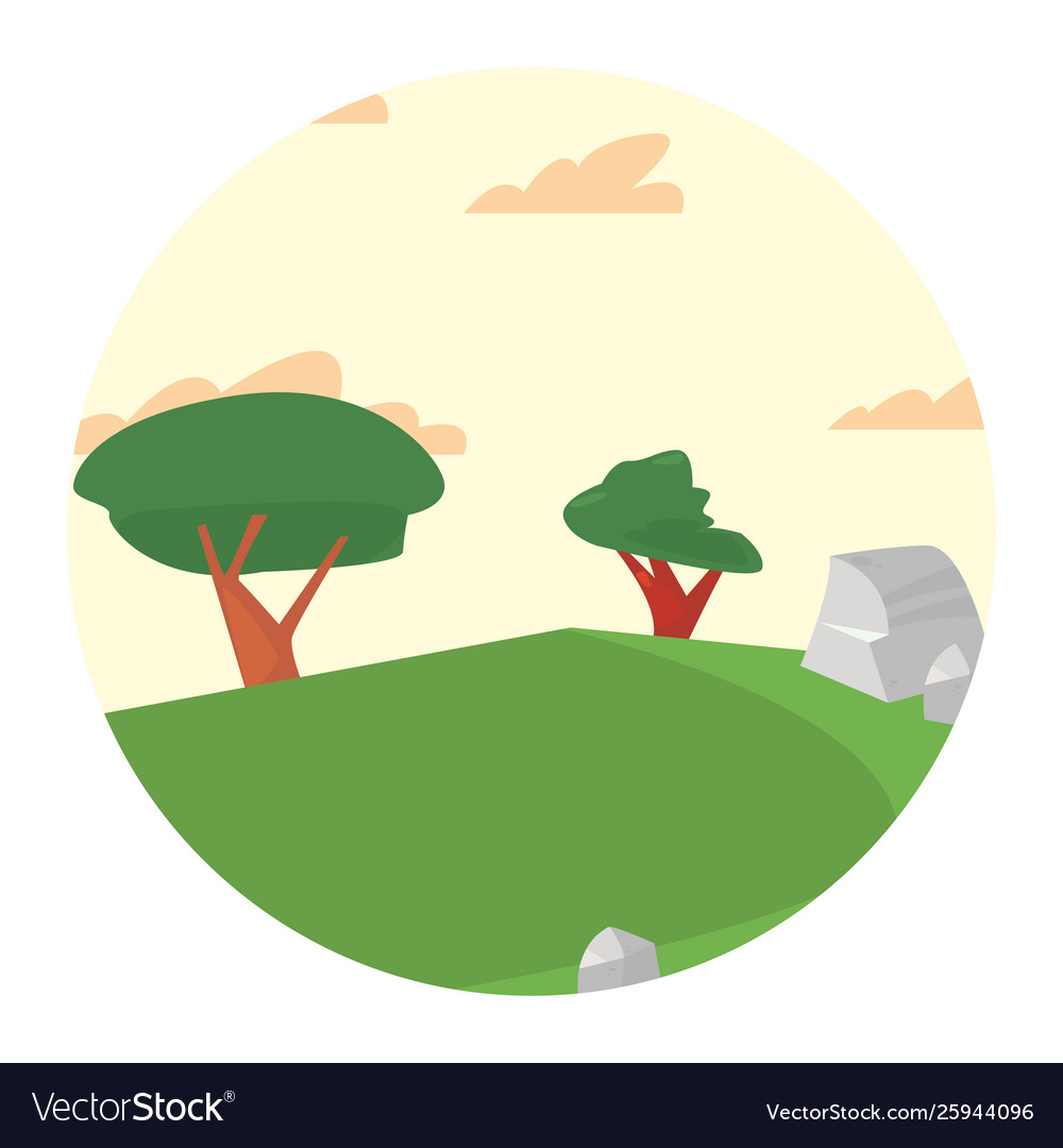 Landscape forest trees botanical icon