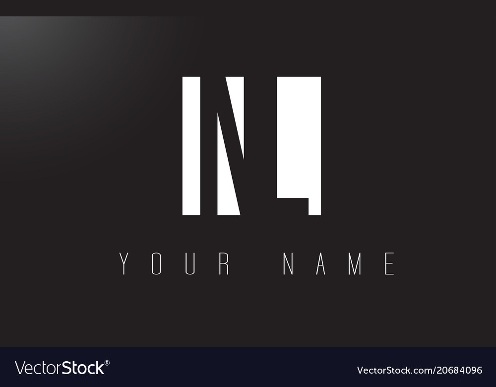 Nl letter logo with black and white negative Vector Image