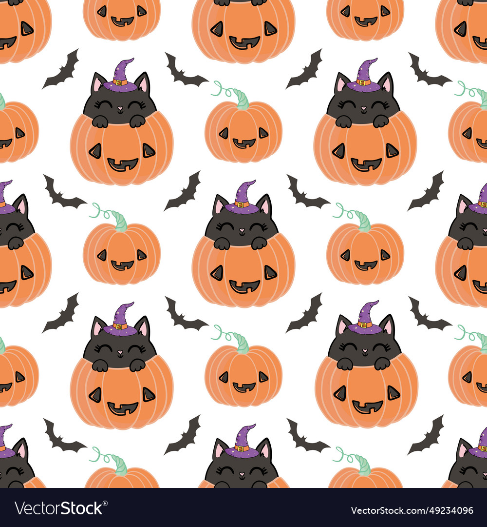 Spooky halloween kittens faces horror animals and Vector Image